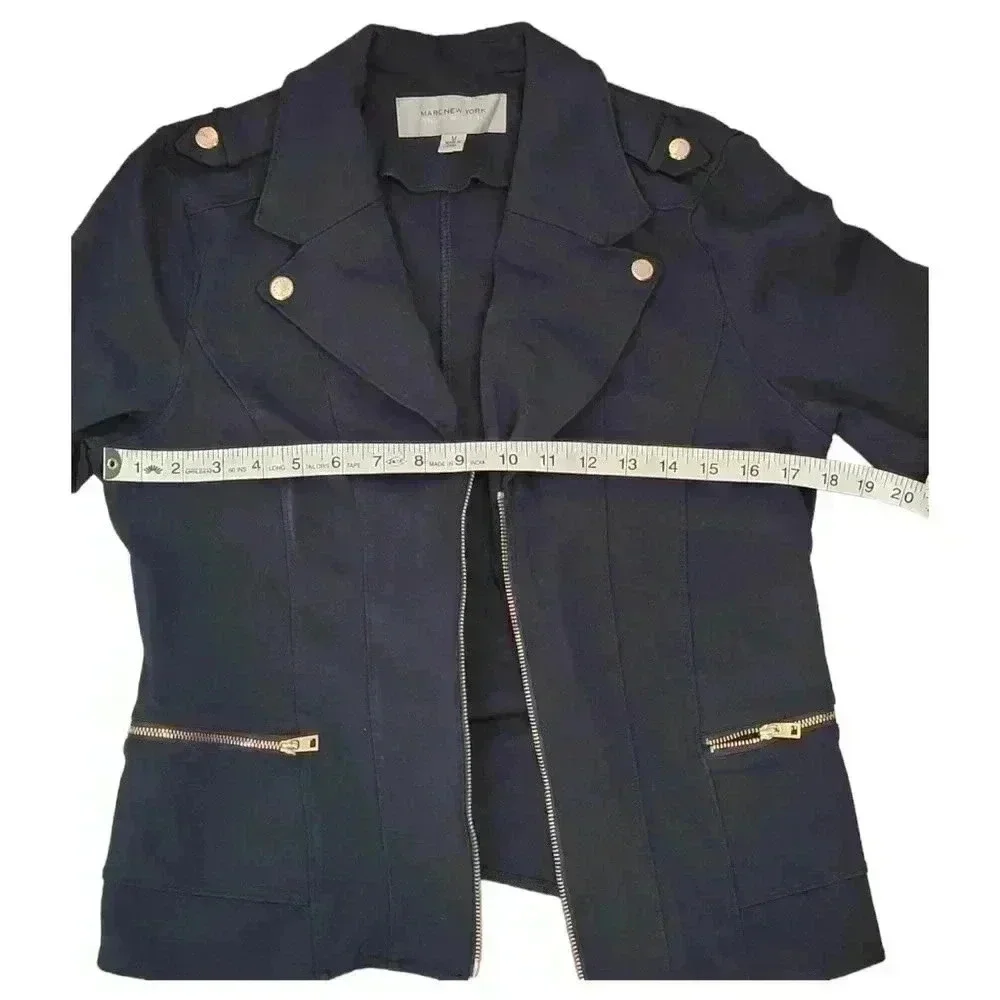 Marc NY Andrew Marc Knit Moto Navy Jacket Size Medium - Picture 9 of 12